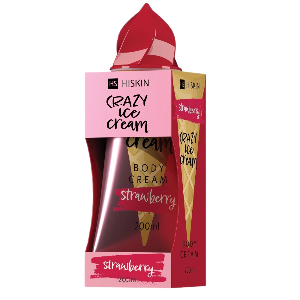 HiSkin Crazy Ice Cream krem do ciała Truskawka 200ml